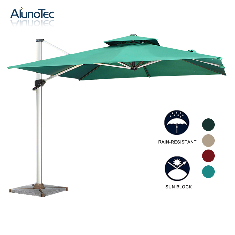 Aluminum Outdoor Coffee Canopy Roman Umbrella with Base 