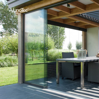 AlunoTec Pergola Glass Doors Shower Doors Durable Glass Outdoor Frameless Sliding Door