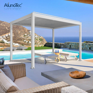 Adjustable Opening Roof Outdoor Gazebo Sun Shade Waterproof Manual Louvre Roof Pergola