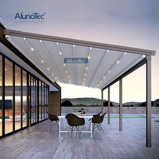 AlunoTec Adjustable Pergola Louvered Roof Sunshade Awning for Outdoor