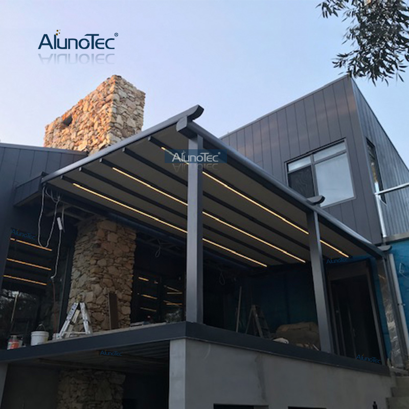 4x4 Electric Awning Retractable Roof PVC Canvas Pergola with Rain Sensor
