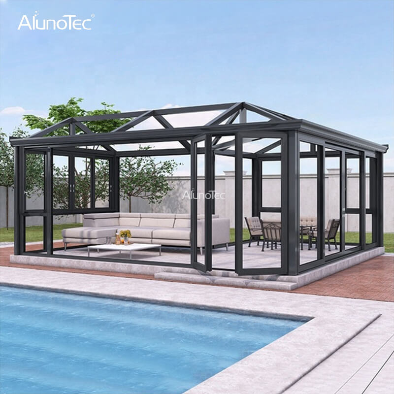 Easy Assembly Garden Aluminum Enclosures Gray Clear Glass Sun Room