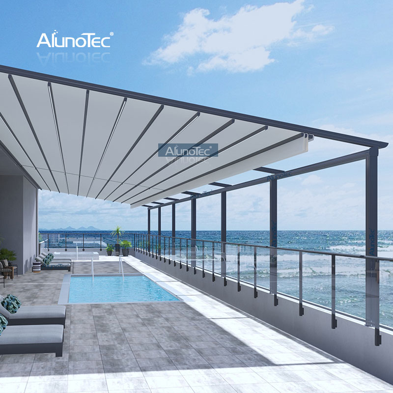 Opening Closing Awning Pvc Retractable Roof Pergola for Car Shading